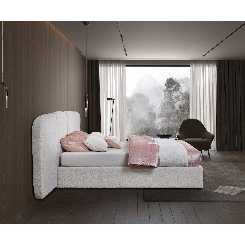 Shiloh Cream Boucle Fabric King Bed. Picture 5