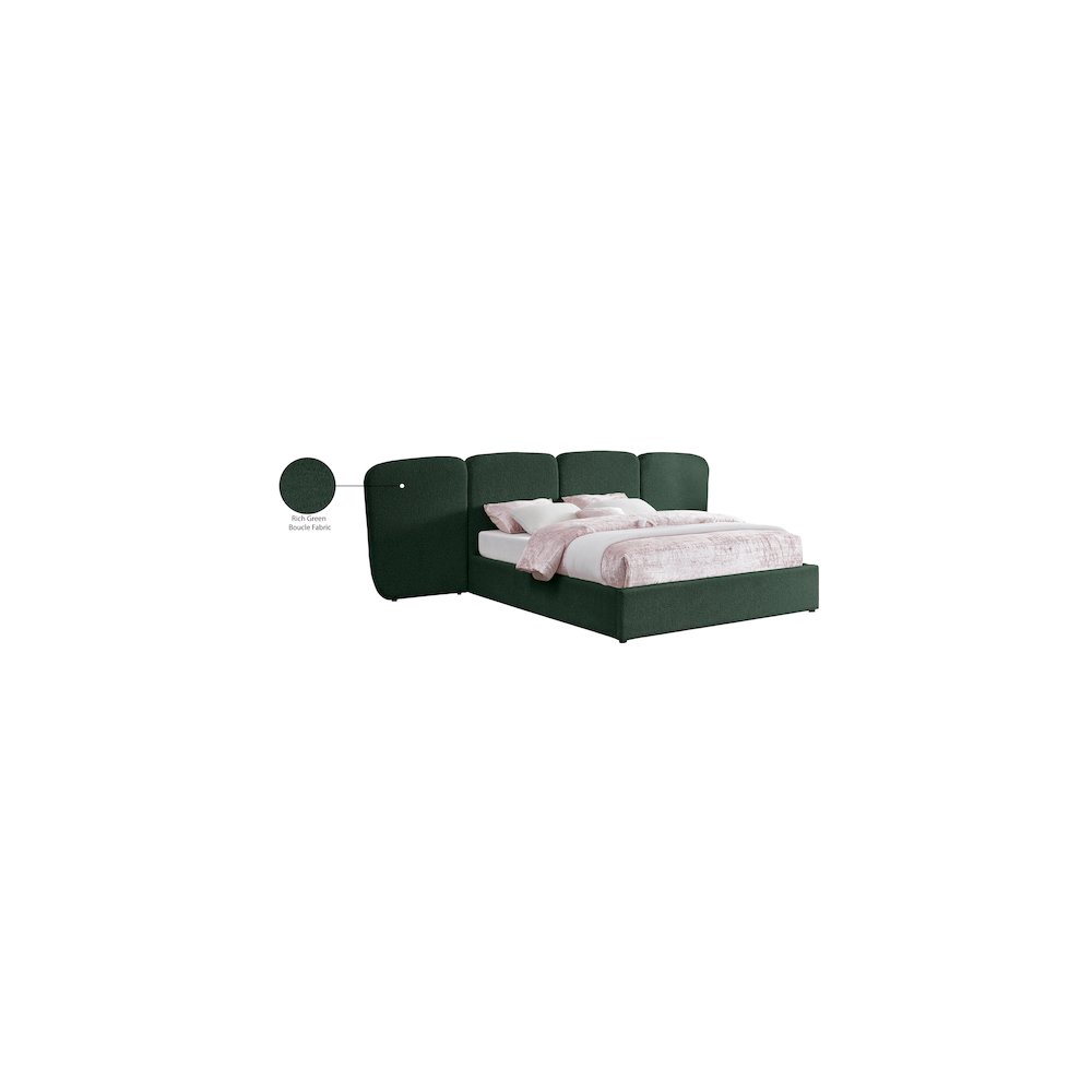 Shiloh Green Green Boucle Fabric King Bed. Picture 9