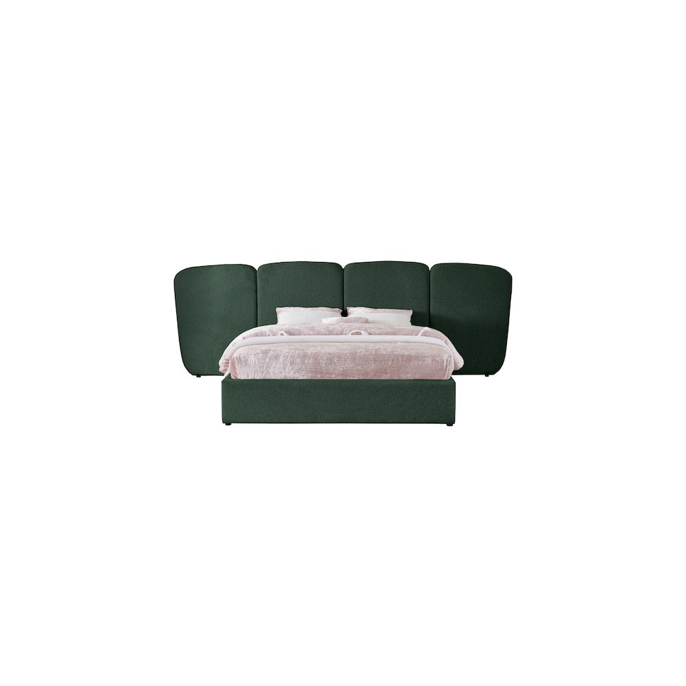 Shiloh Green Green Boucle Fabric King Bed. Picture 2