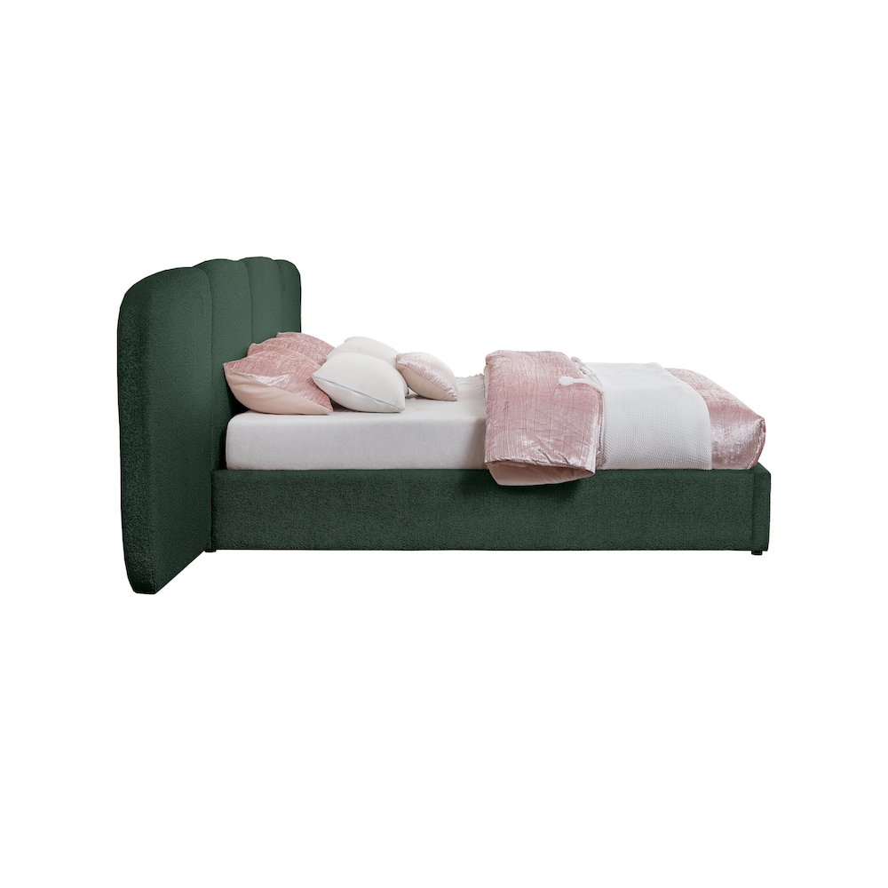 Shiloh Green Green Boucle Fabric King Bed. Picture 4