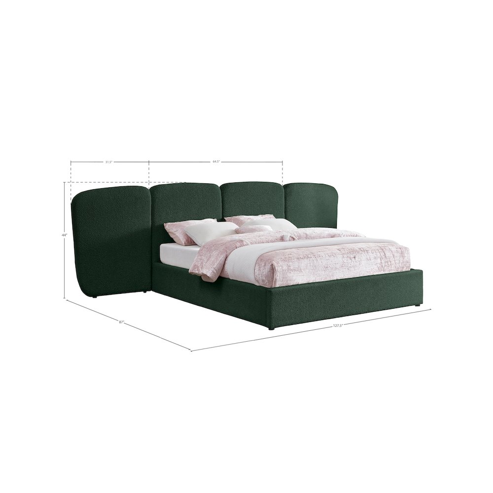 Shiloh Green Green Boucle Fabric Queen Bed. Picture 8