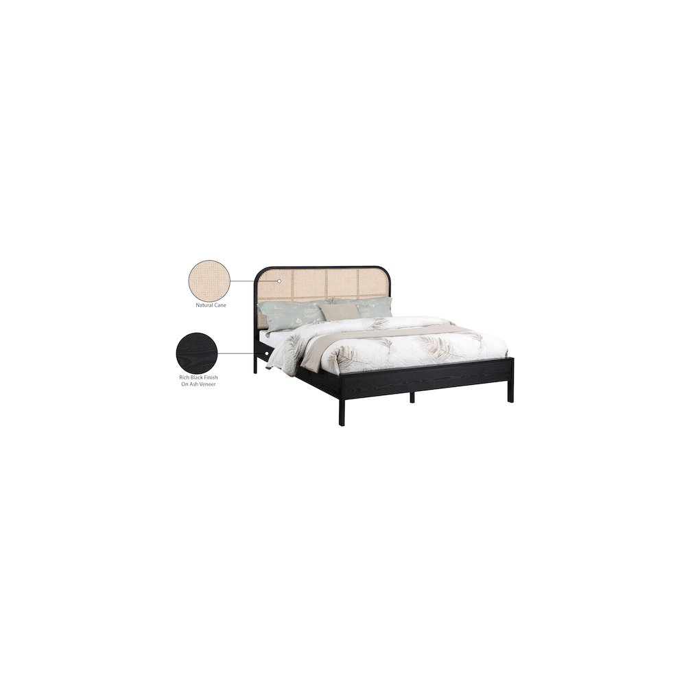 Siena Black Ash Wood Queen Bed. Picture 8
