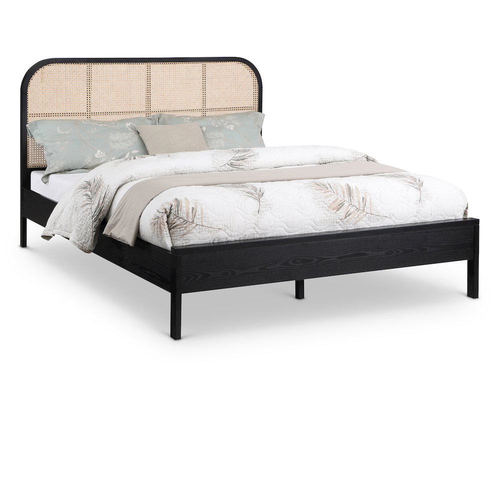 Siena Black Ash Wood Queen Bed. Picture 1