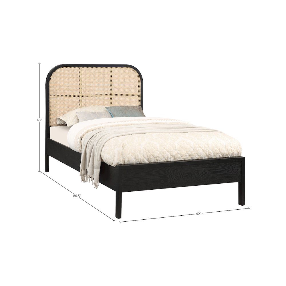 Siena Black Ash Wood Twin Bed. Picture 7