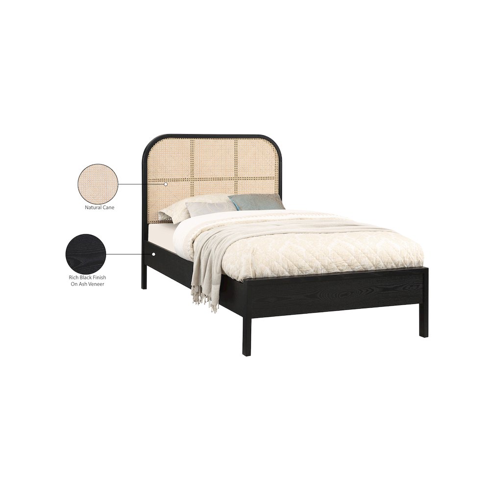 Siena Black Ash Wood Twin Bed. Picture 8