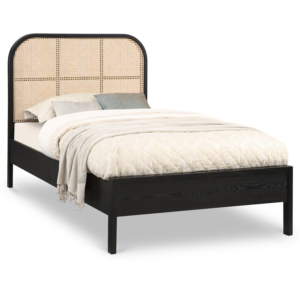 Siena Black Ash Wood Twin Bed. Picture 1