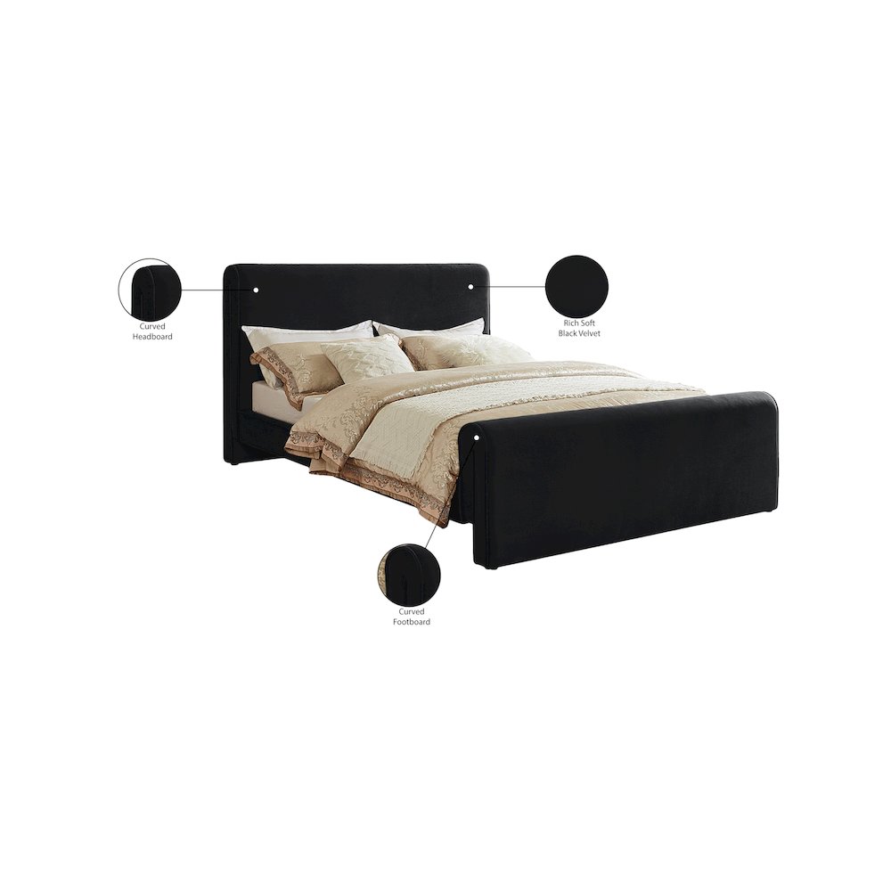 Sloan Black Velvet Full Bed. Picture 7
