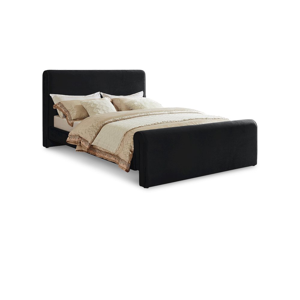 Sloan Black Velvet Full Bed. Picture 1