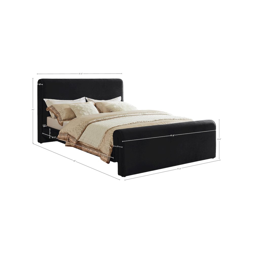 Sloan Black Velvet King Bed. Picture 6