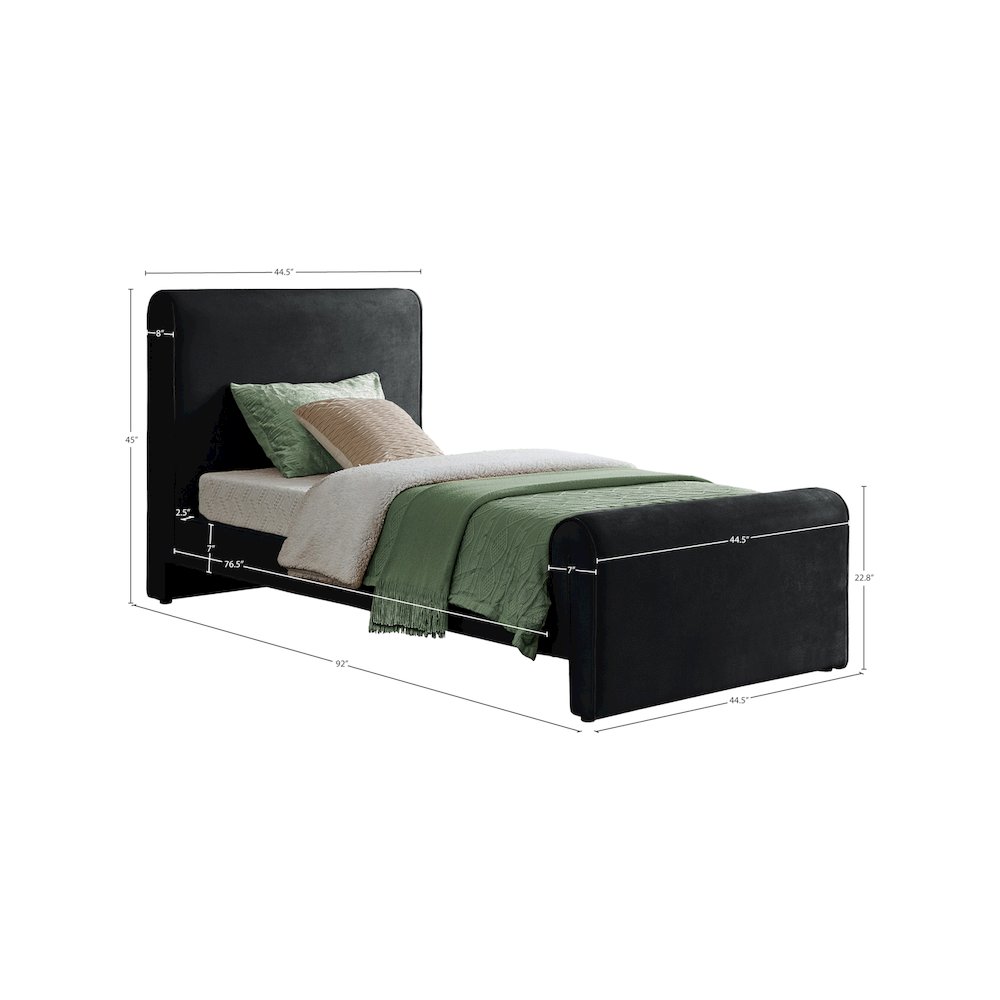 Sloan Black Velvet Twin Bed. Picture 6
