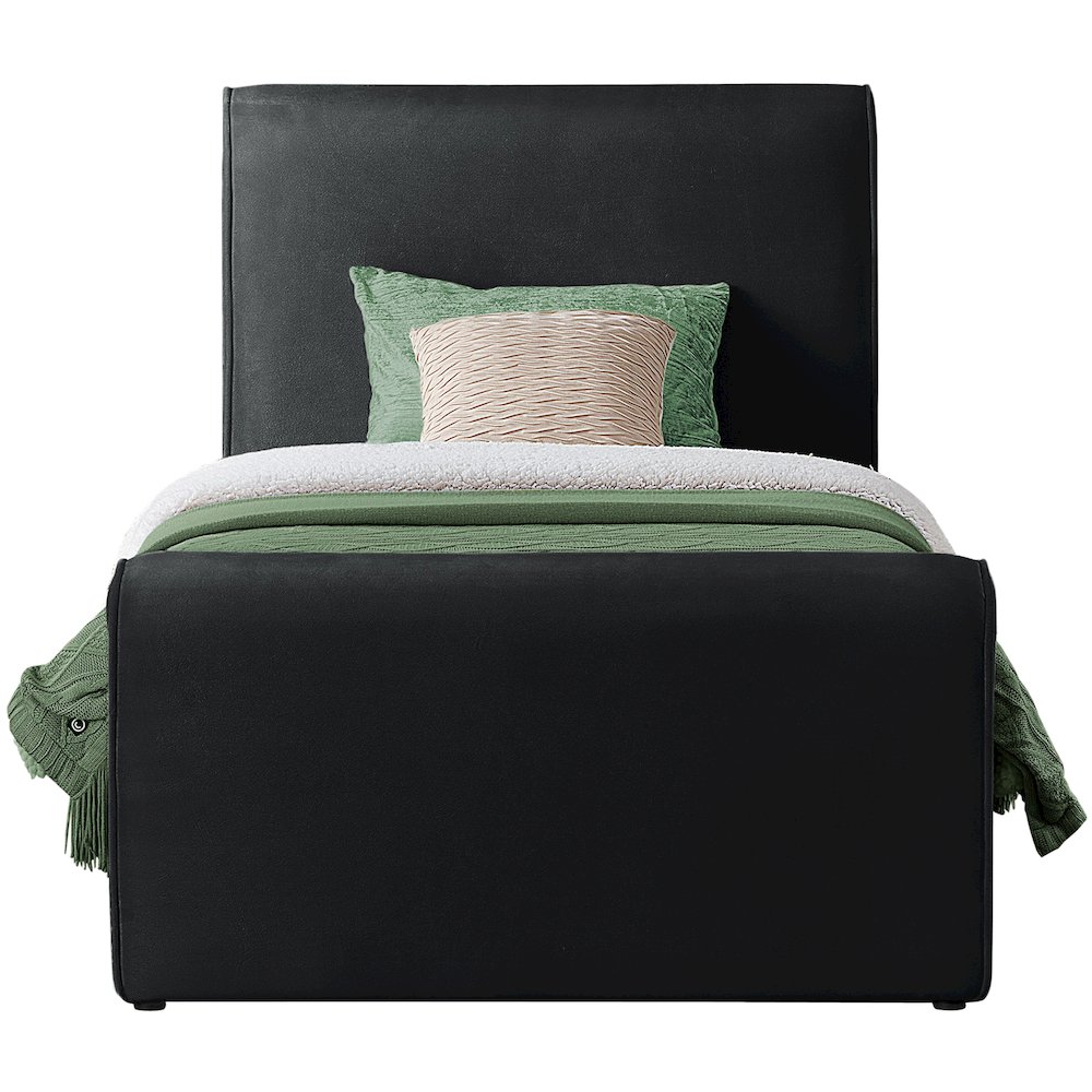 Sloan Black Velvet Twin Bed. Picture 2