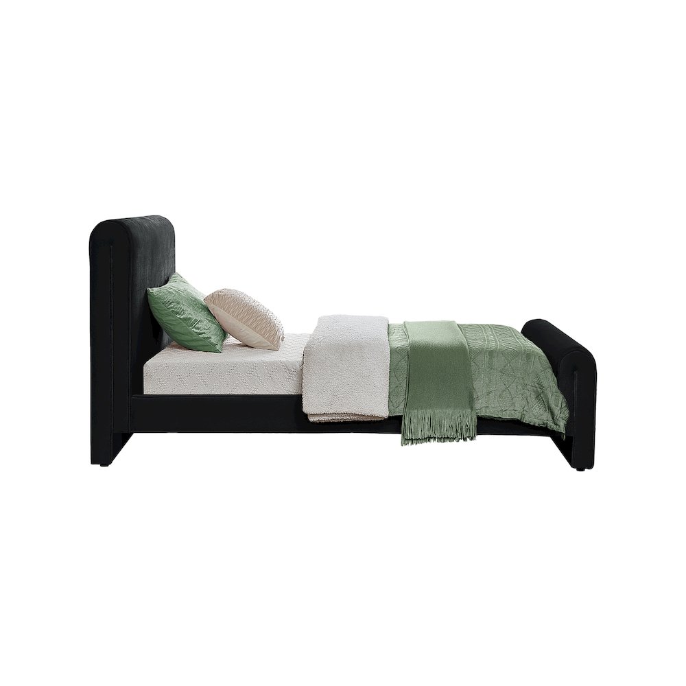 Sloan Black Velvet Twin Bed. Picture 4