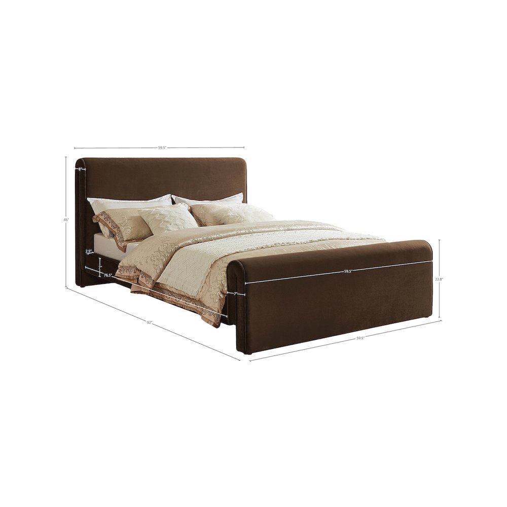Sloan Brown Velvet Full Bed. Picture 6