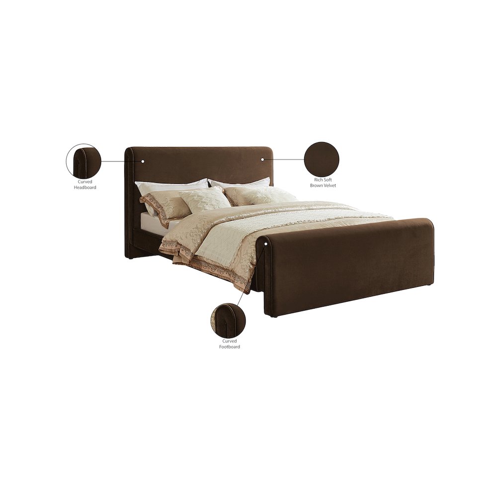 Sloan Brown Velvet Queen Bed. Picture 7