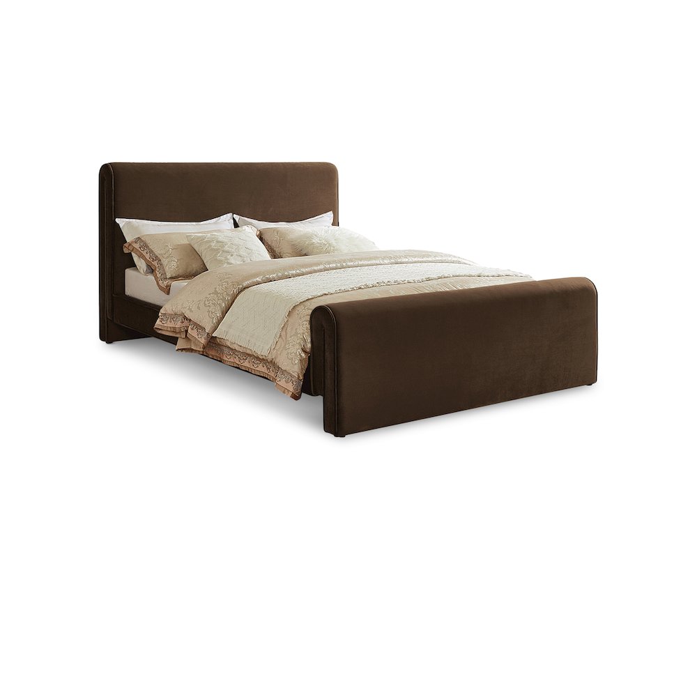 Sloan Brown Velvet Queen Bed. Picture 1
