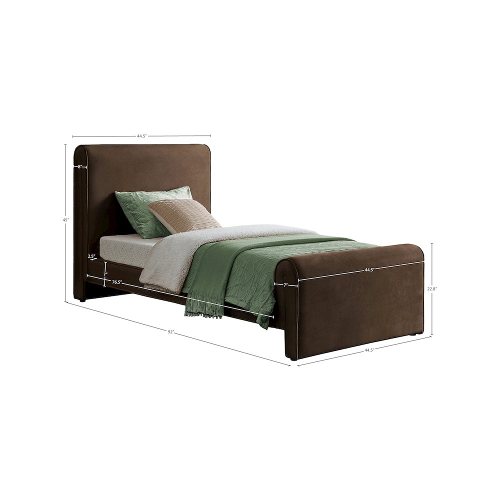 Sloan Brown Velvet Twin Bed. Picture 6