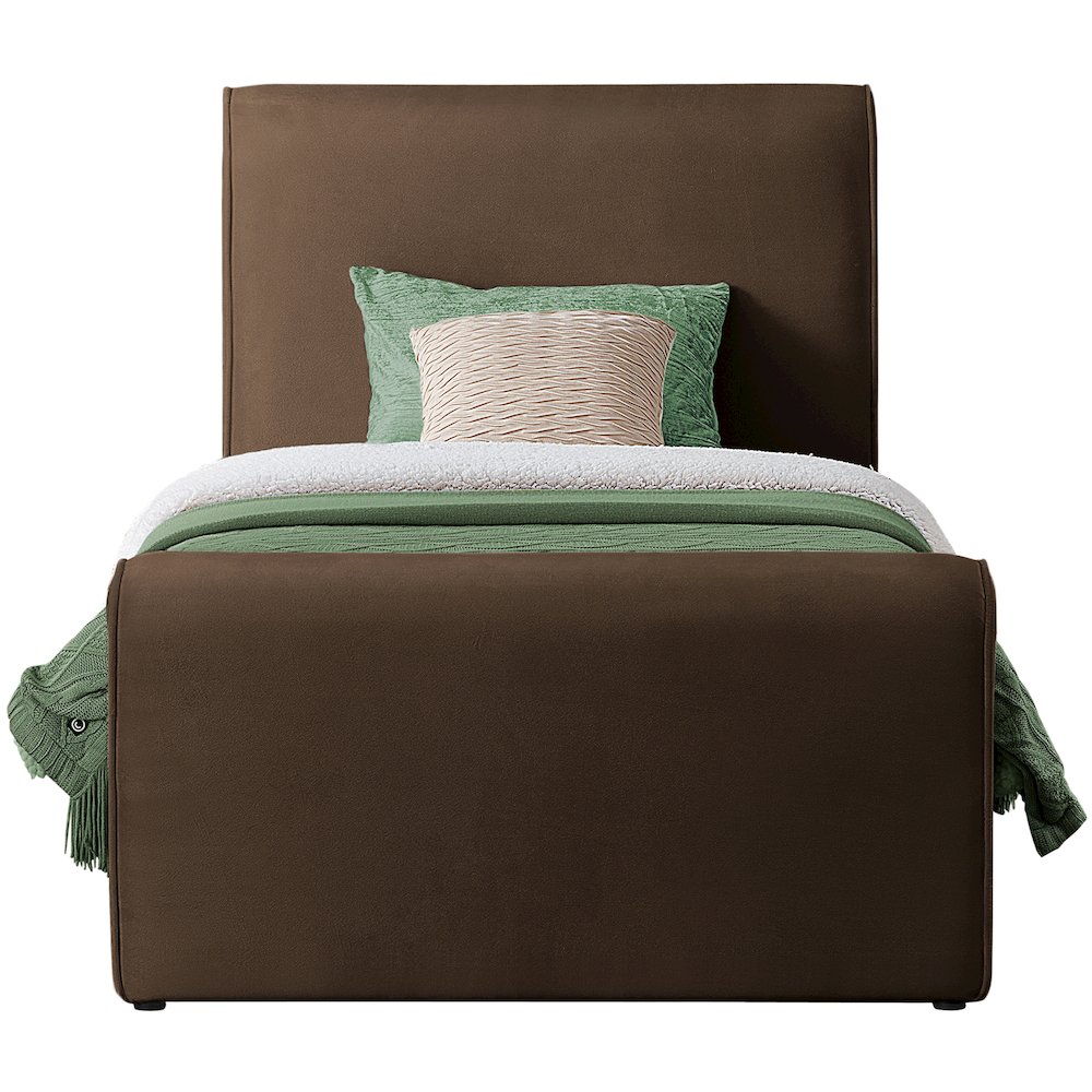 Sloan Brown Velvet Twin Bed. Picture 2