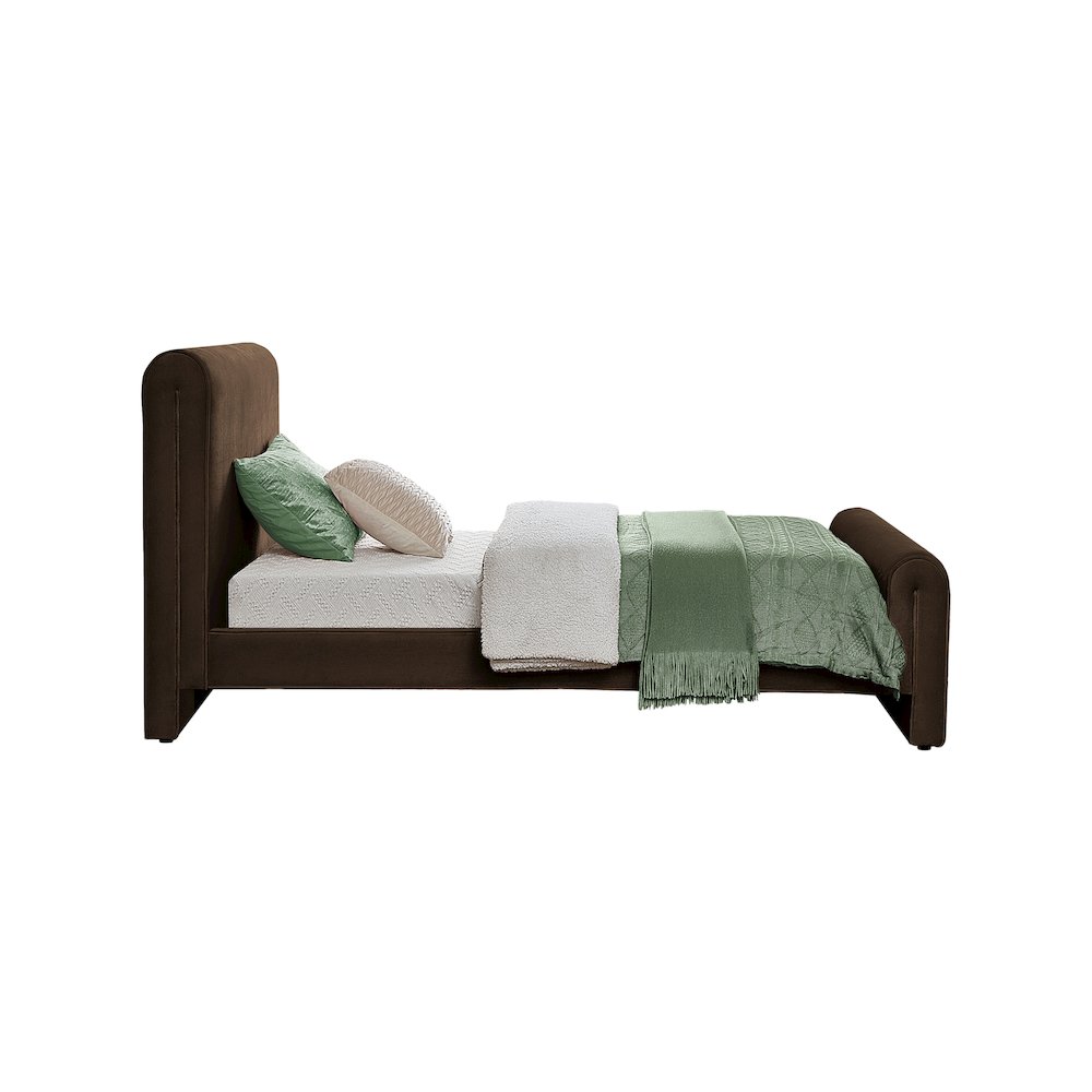 Sloan Brown Velvet Twin Bed. Picture 4