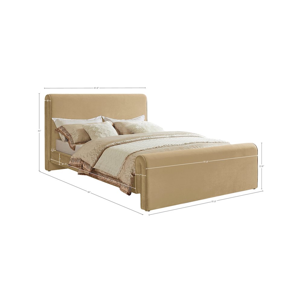 Sloan Camel Velvet King Bed. Picture 6