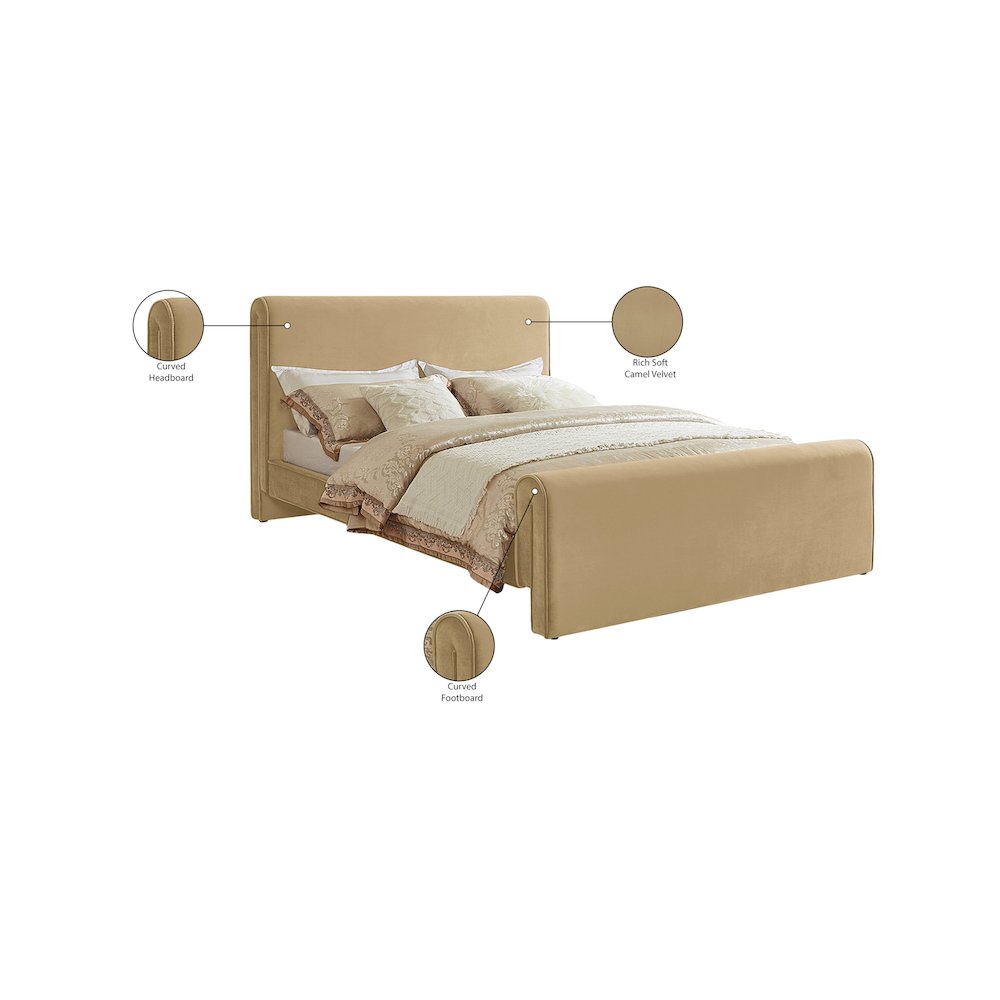 Sloan Camel Velvet King Bed. Picture 7