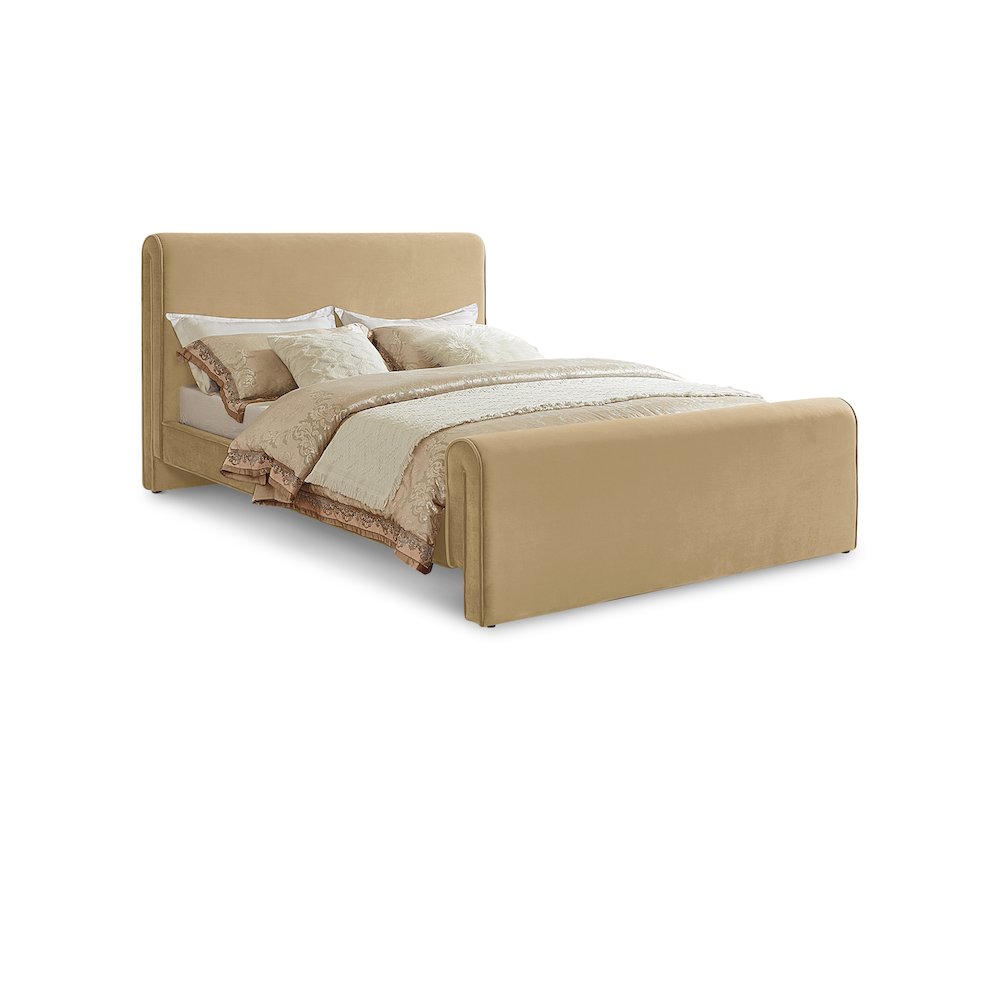 Sloan Camel Velvet King Bed. Picture 1