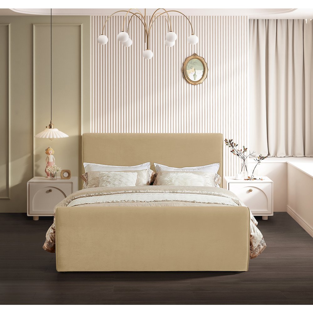 Sloan Camel Velvet King Bed. Picture 3