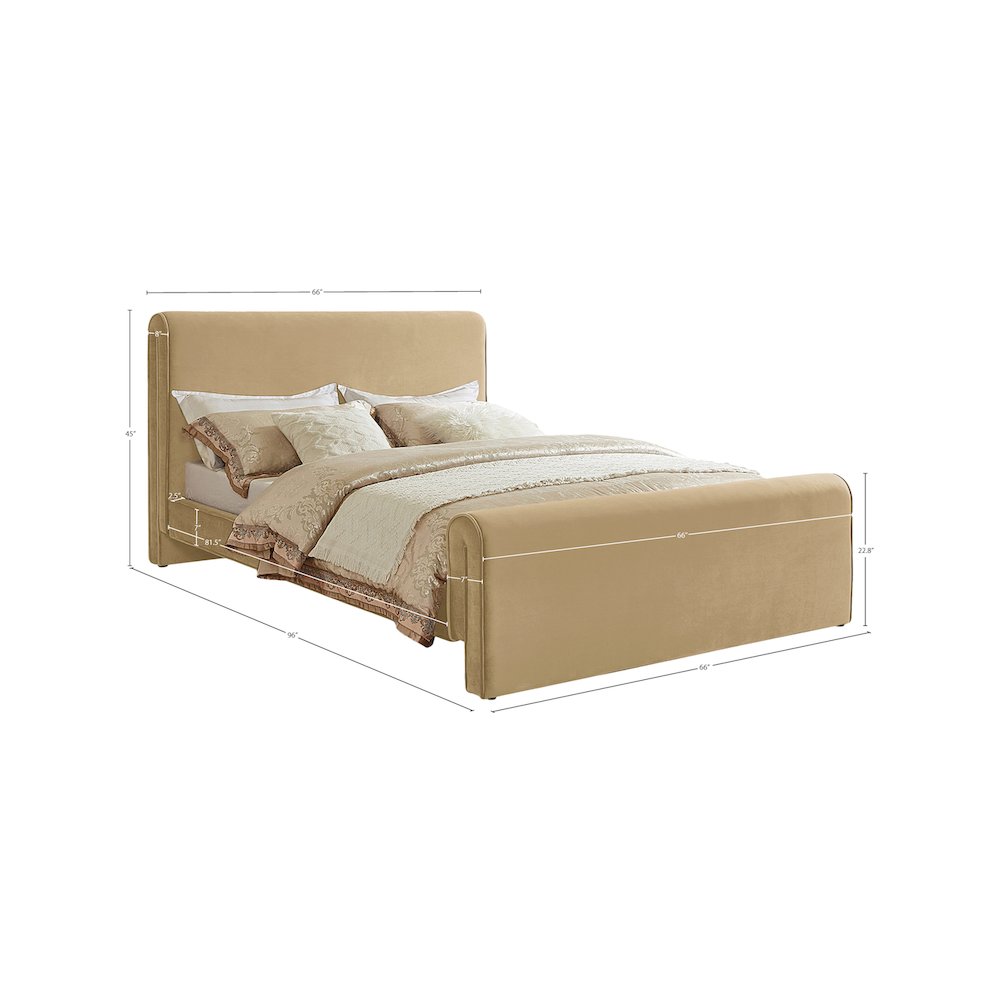 Sloan Camel Velvet Queen Bed. Picture 6