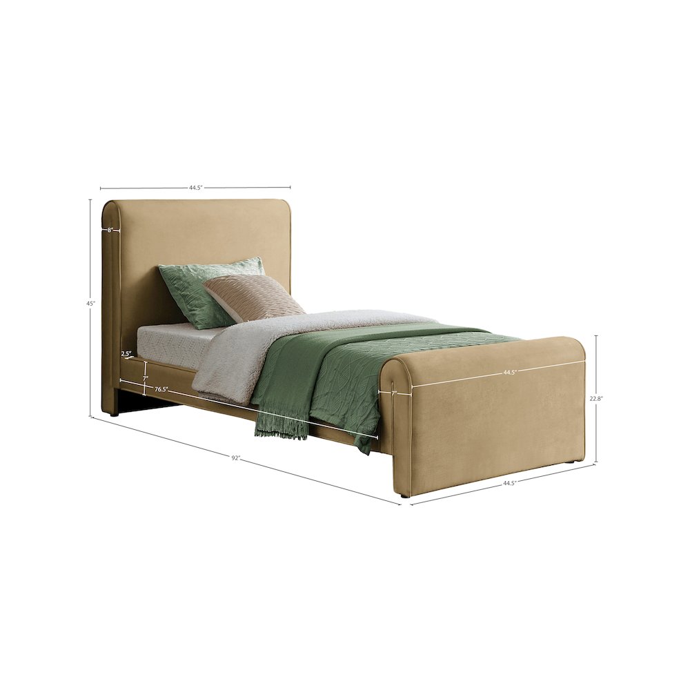Sloan Camel Velvet Twin Bed. Picture 6