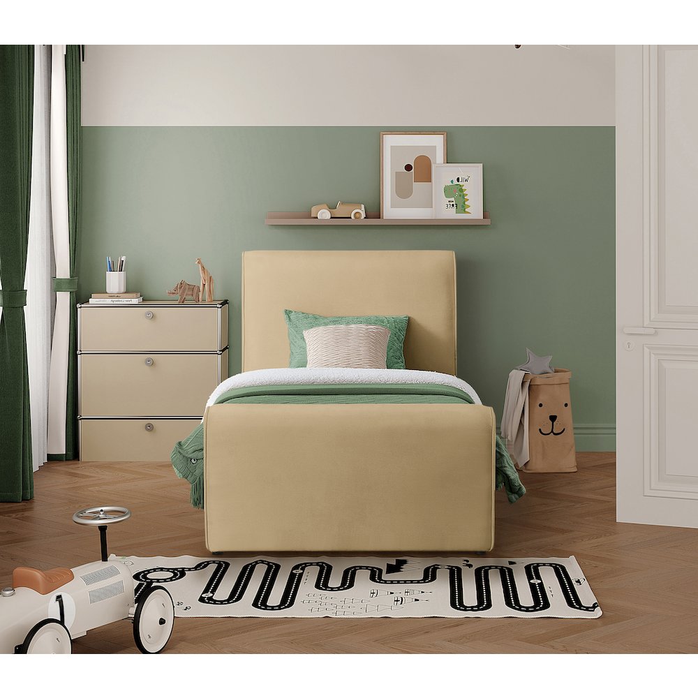 Sloan Camel Velvet Twin Bed. Picture 3
