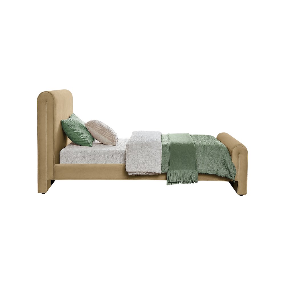 Sloan Camel Velvet Twin Bed. Picture 4