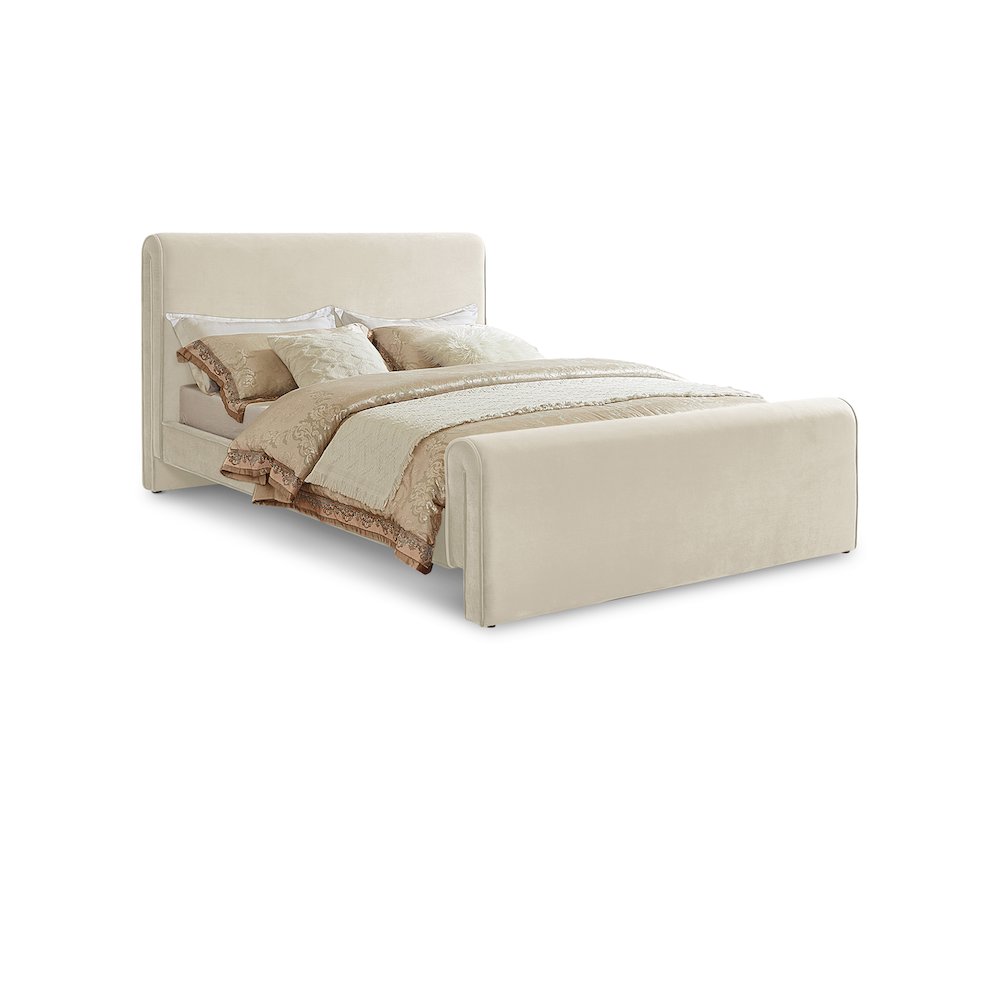 Sloan Cream Velvet Full Bed. Picture 1