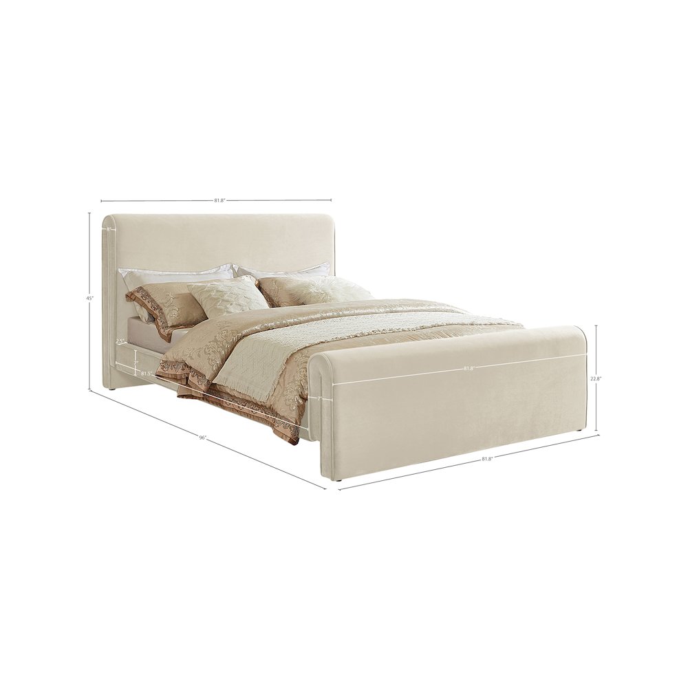 Sloan Cream Velvet King Bed. Picture 6