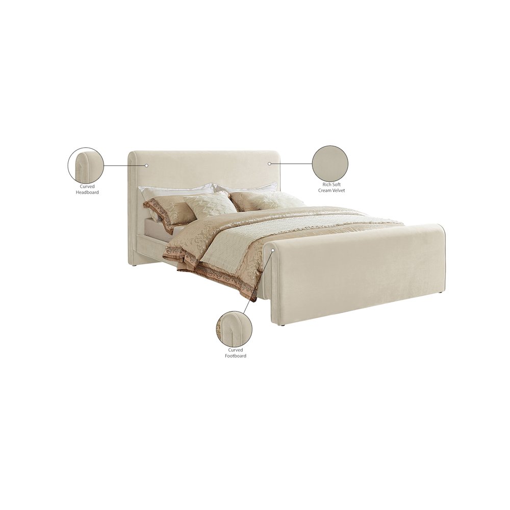 Sloan Cream Velvet King Bed. Picture 7