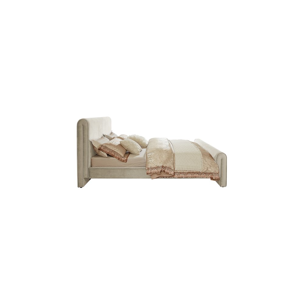 Sloan Cream Velvet King Bed. Picture 4