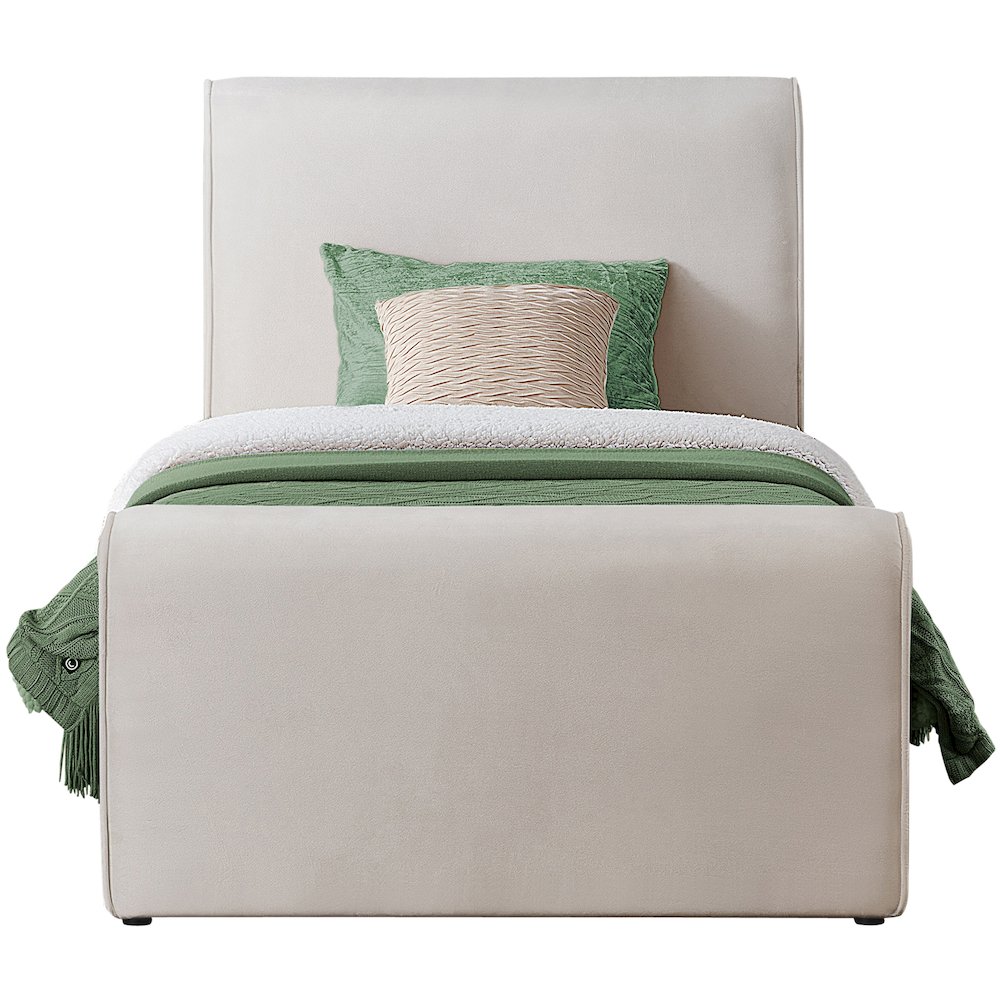 Sloan Cream Velvet Twin Bed. Picture 2