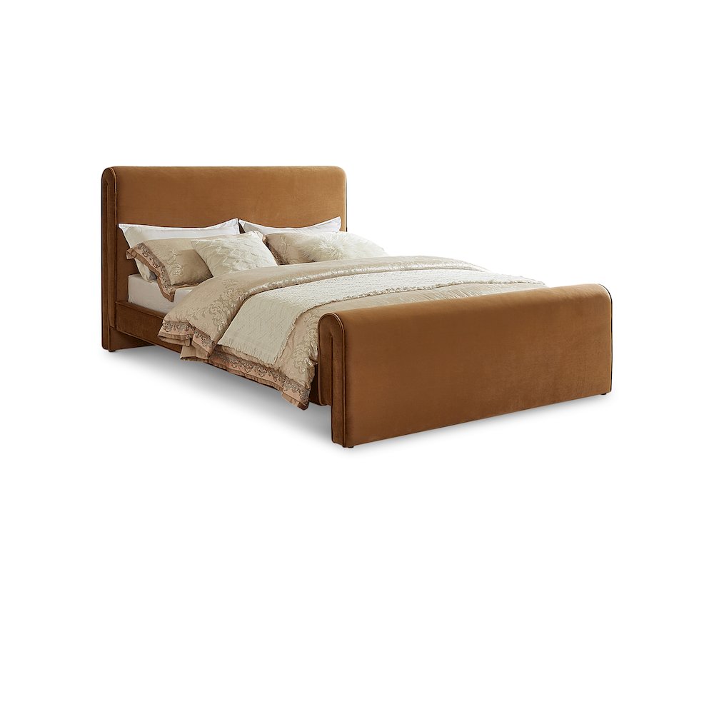 Sloan Saddle Velvet Full Bed. Picture 1