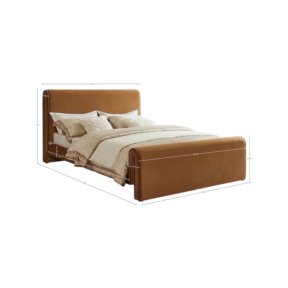 Sloan Saddle Velvet King Bed. Picture 6