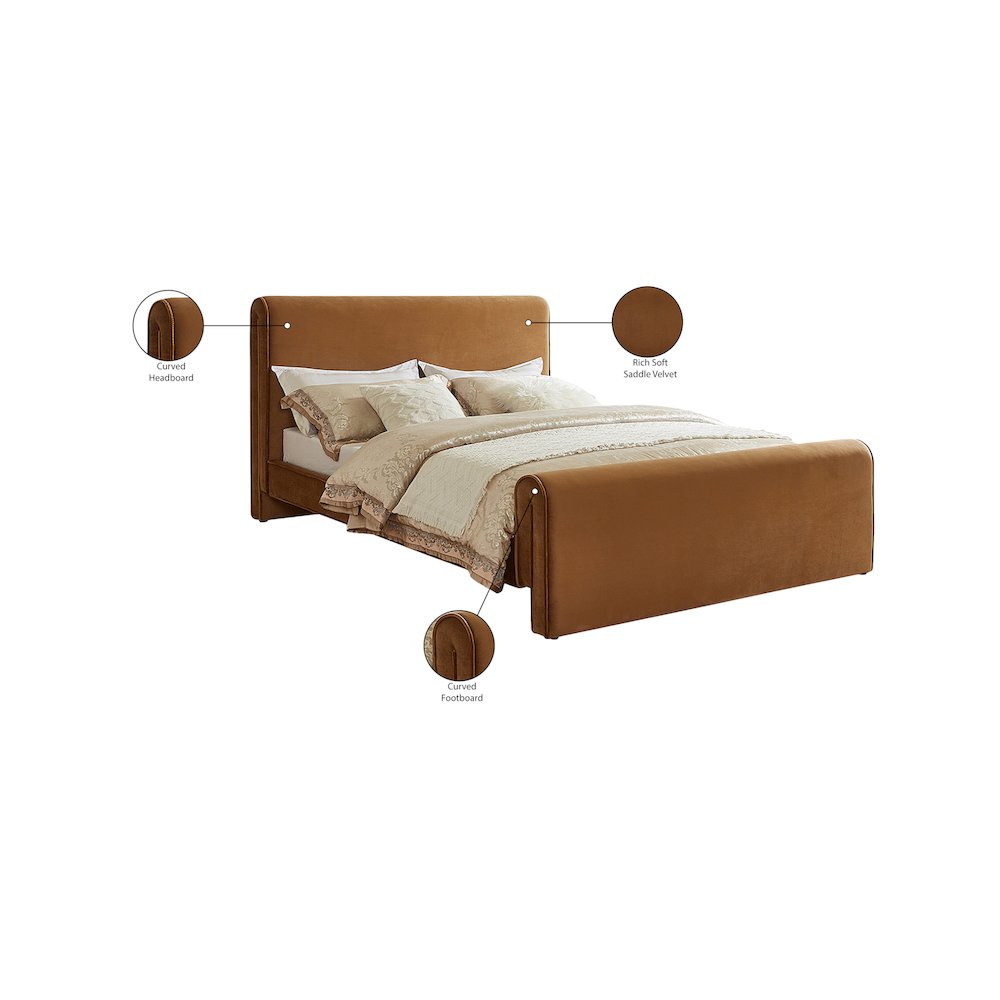 Sloan Saddle Velvet King Bed. Picture 7