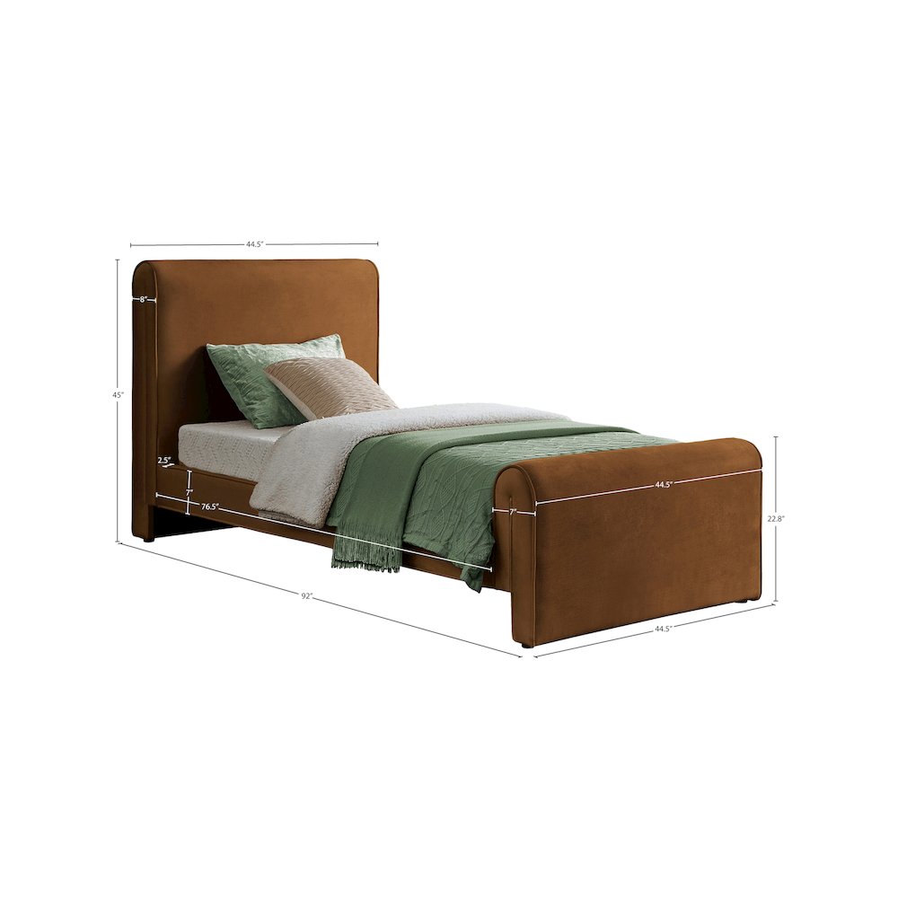 Sloan Saddle Velvet Twin Bed. Picture 6