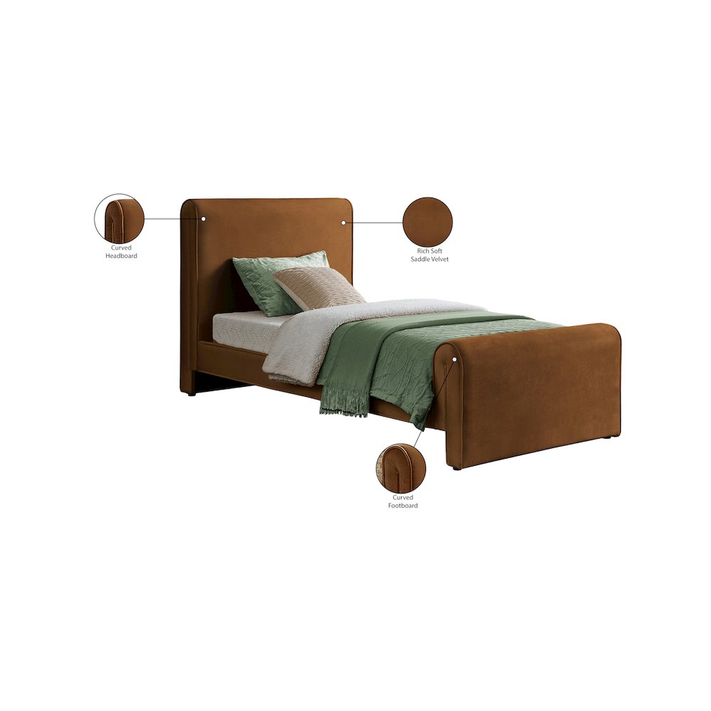 Sloan Saddle Velvet Twin Bed. Picture 7