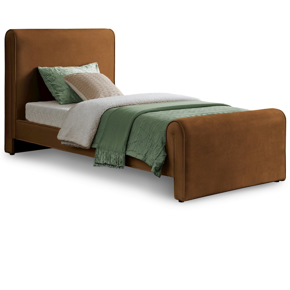 Sloan Saddle Velvet Twin Bed. Picture 1