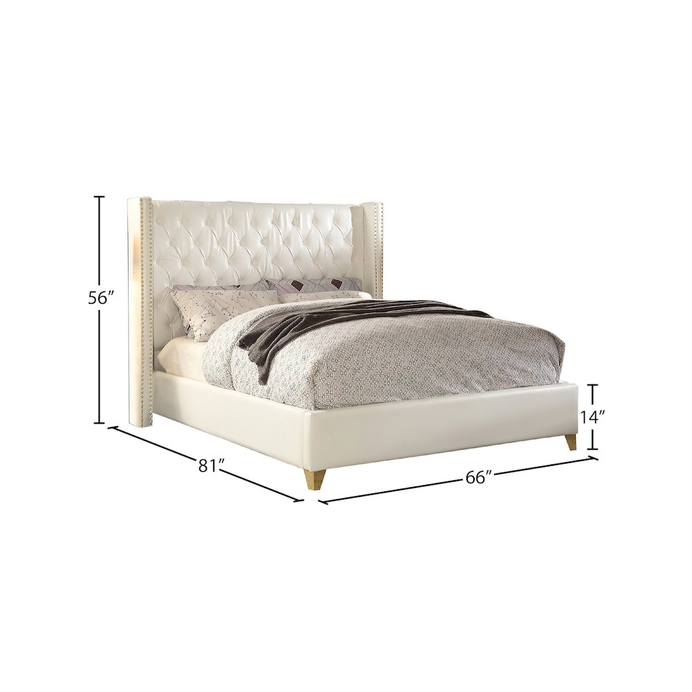 Soho White Vegan Leather Full Bed. Picture 2