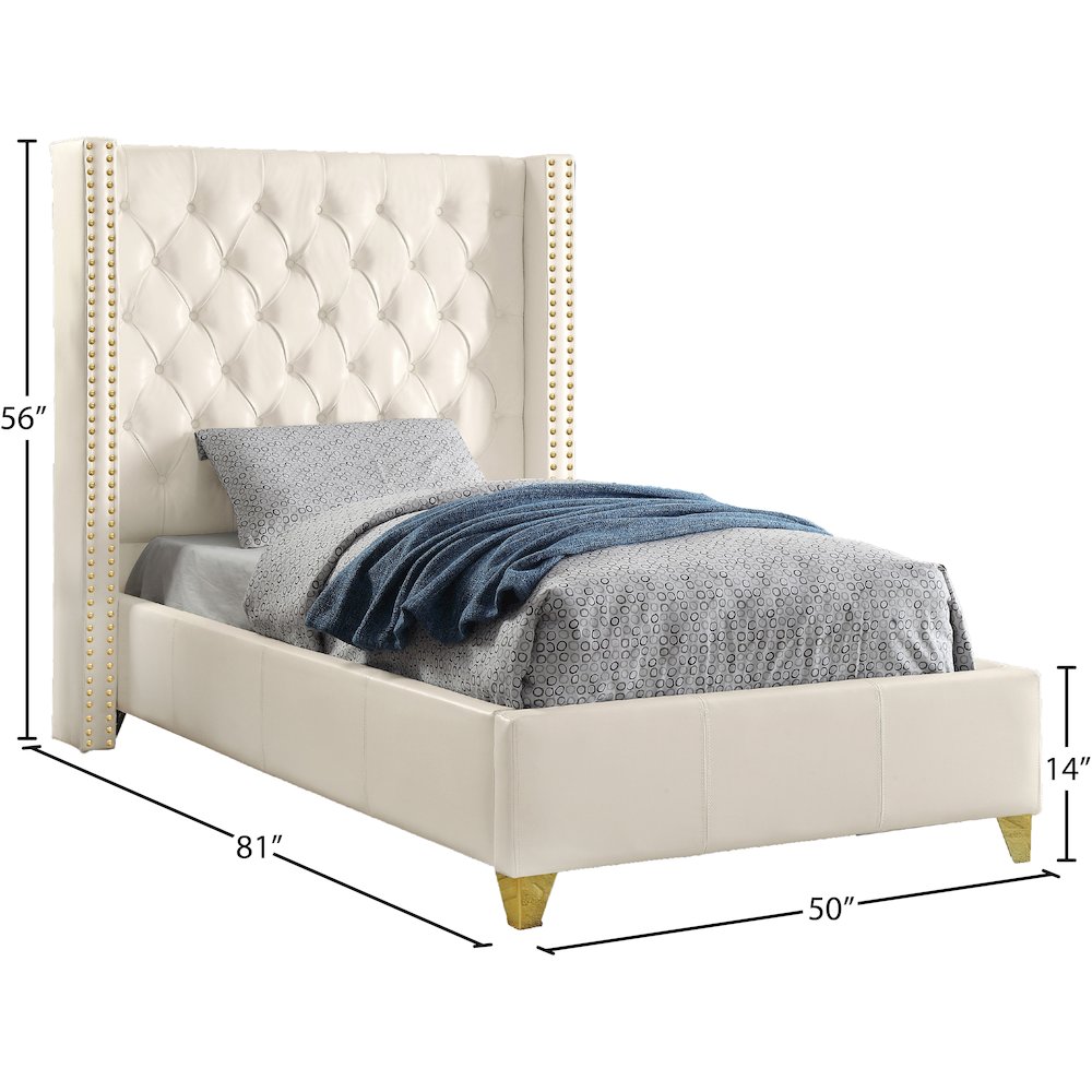 Soho White Vegan Leather Twin Bed. Picture 2