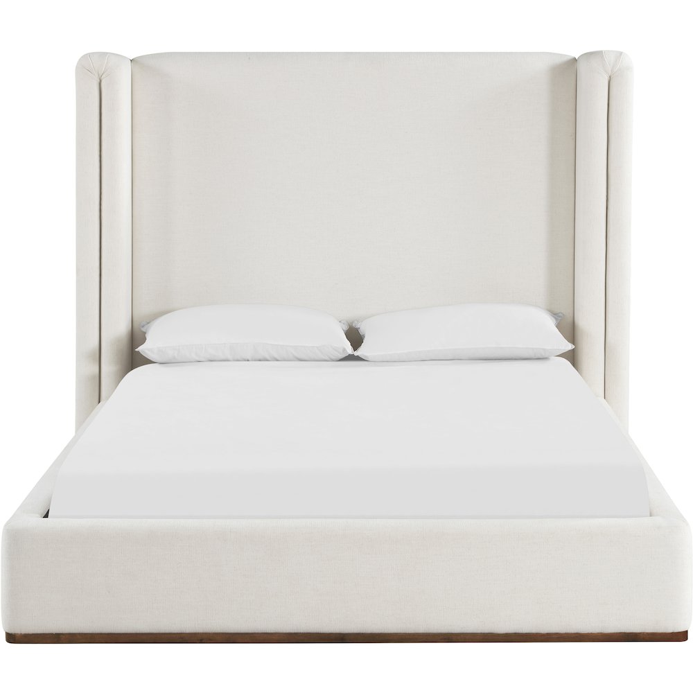 Solange Cream Linen Textured Fabric Upholstered Full Bed. Picture 2