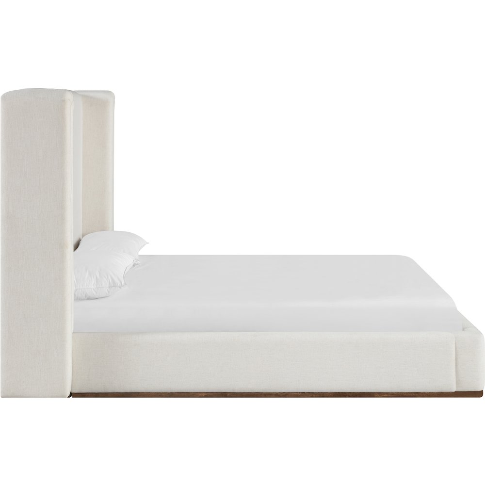 Solange Cream Linen Textured Fabric Upholstered Full Bed. Picture 8