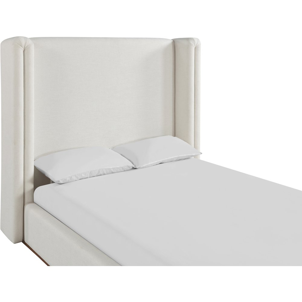 Solange Cream Linen Textured Fabric Upholstered Full Bed. Picture 4