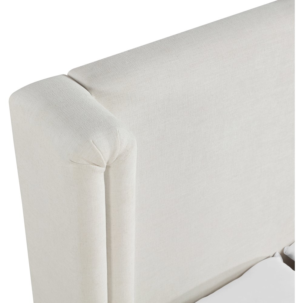 Solange Cream Linen Textured Fabric Upholstered Full Bed. Picture 6