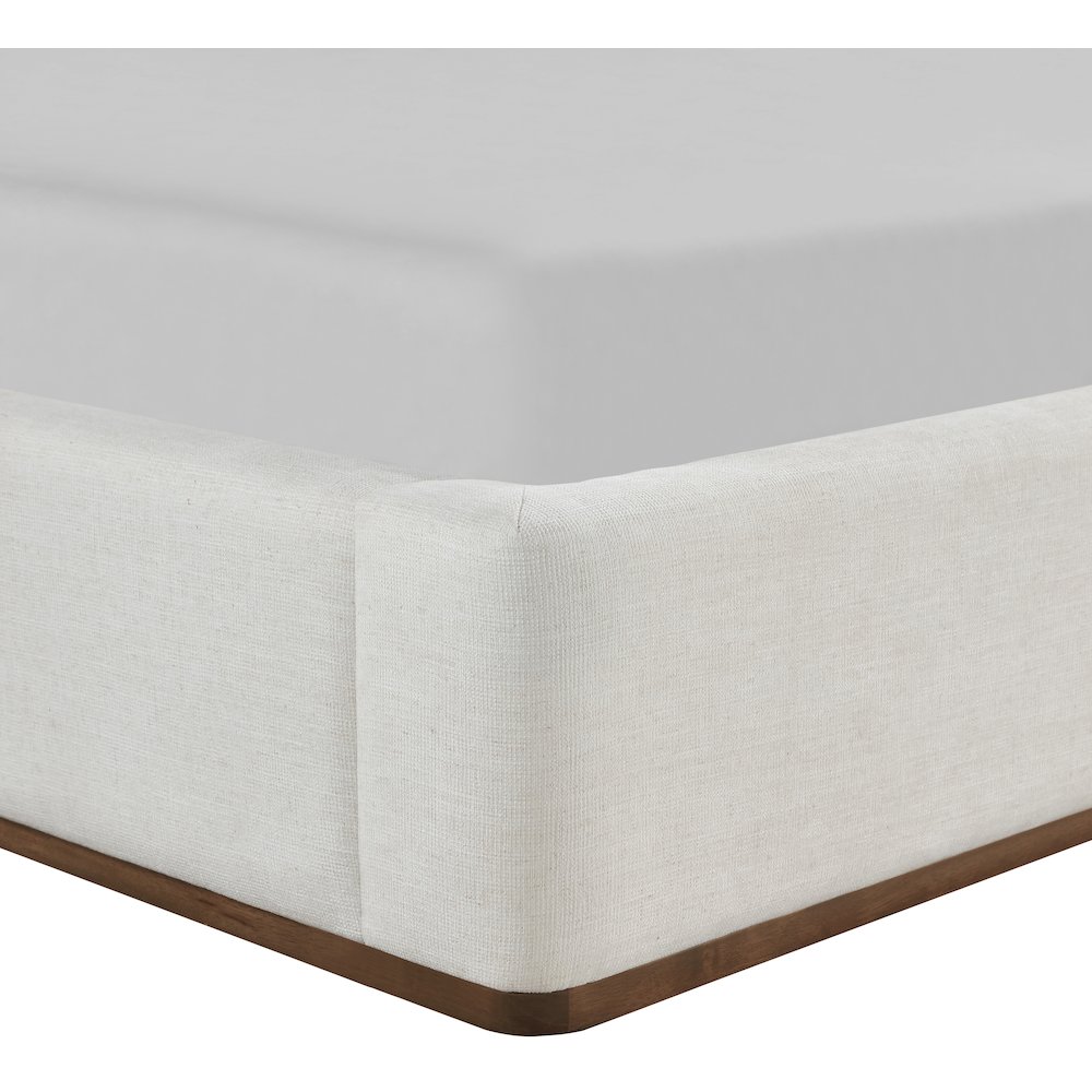 Solange Cream Linen Textured Fabric Upholstered Queen Bed. Picture 9
