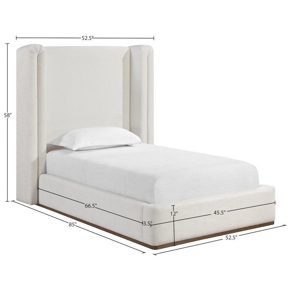 Solange Cream Linen Textured Fabric Upholstered Twin Bed. Picture 11
