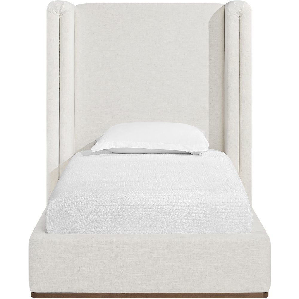 Solange Cream Linen Textured Fabric Upholstered Twin Bed. Picture 2